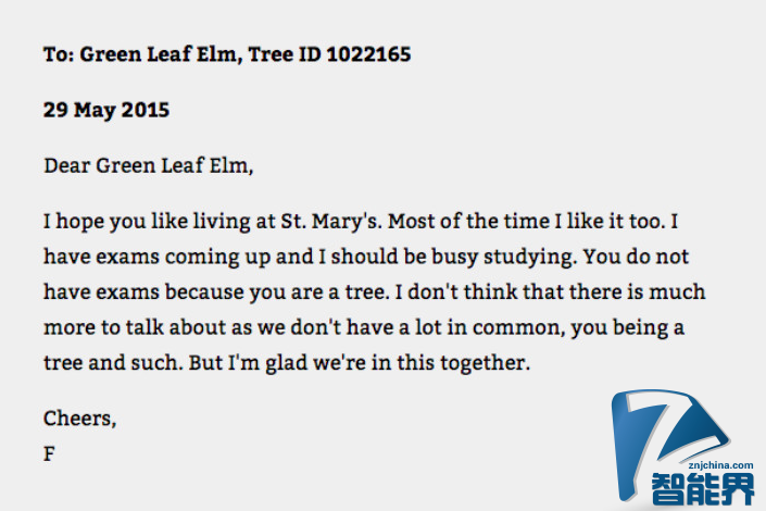 给树发邮件，它还能回复你，这事发生在墨尔本