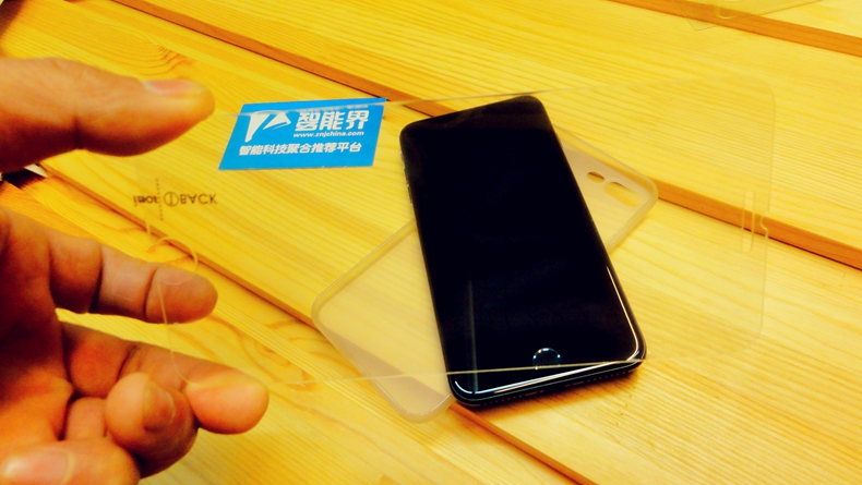 实拍iMos iphone7 plus美国康宁非满版9H钢化玻璃膜