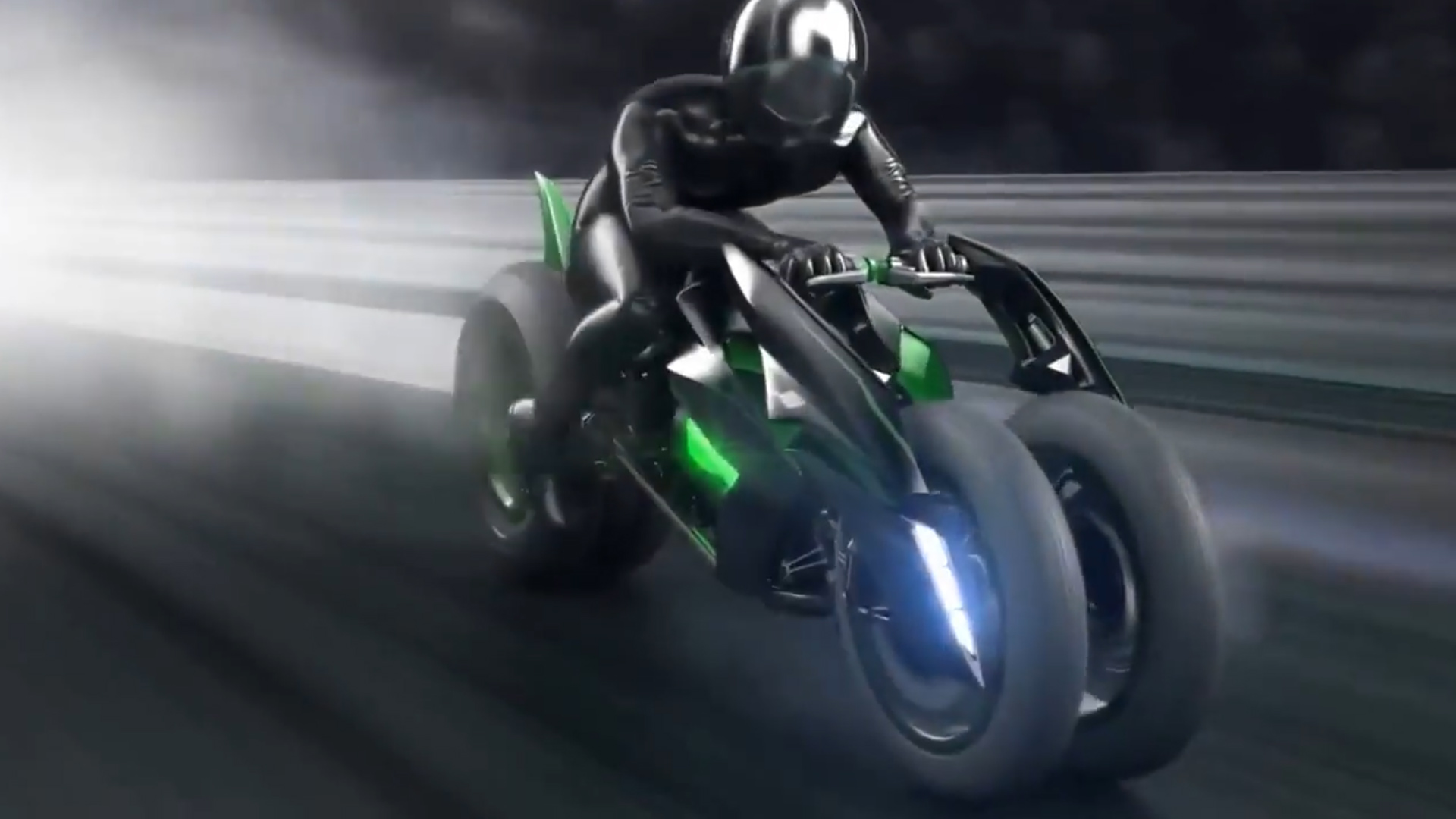 川崎制造超酷炫的可变形三轮摩托车